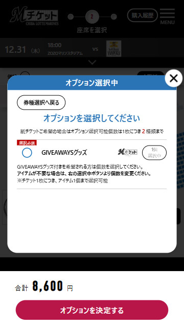 オプション選択画面